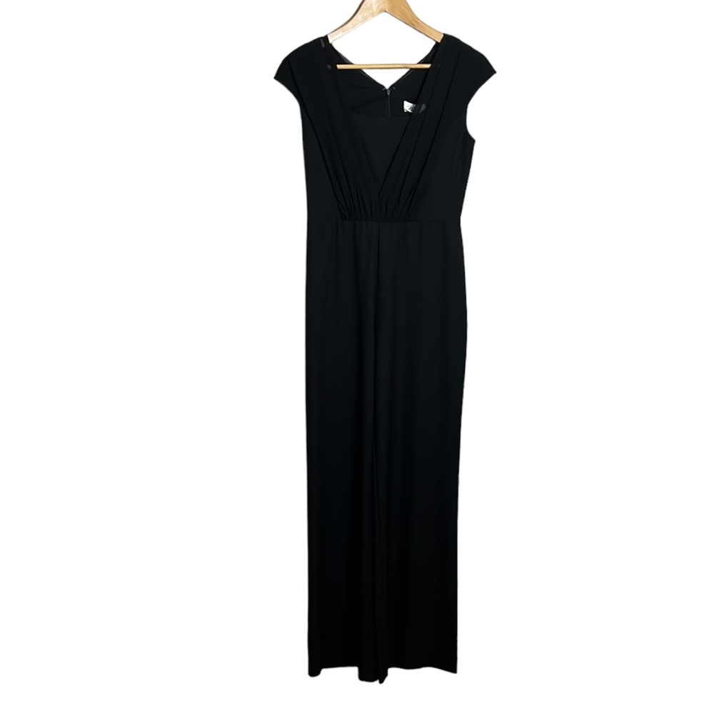ELIZA J Crepe & Chiffon Jumpsuit In Black Size 2 - Picture 2 of 10